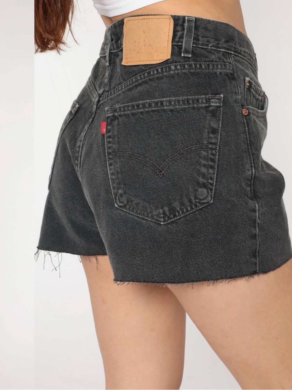 Vintage Levi’s 550 Perfect Washed Black High Waisted Shorts size 28